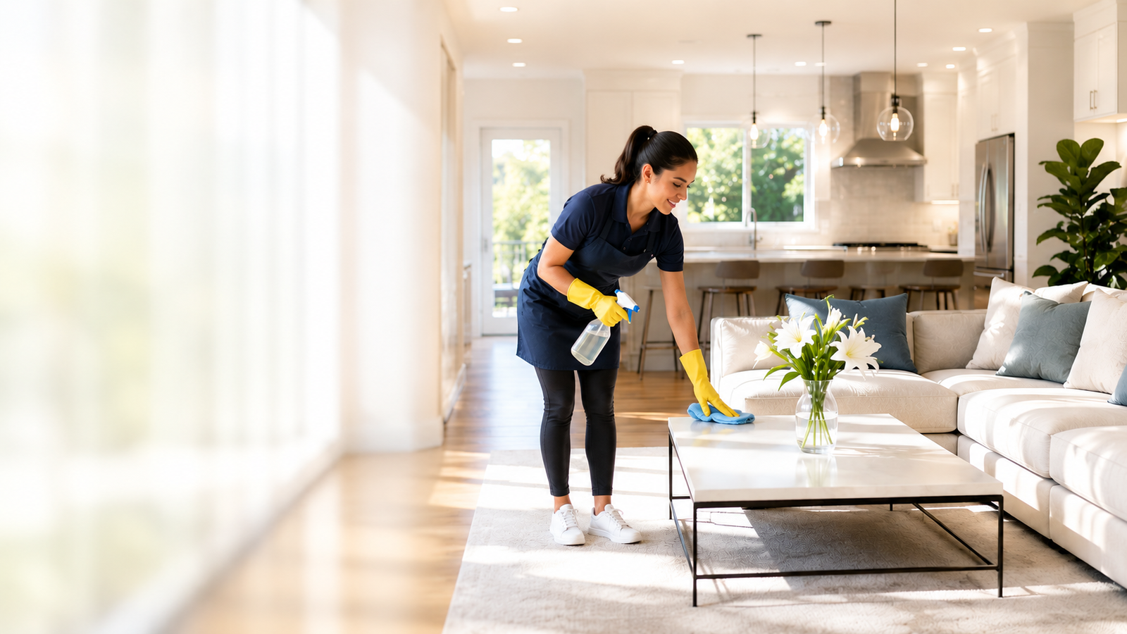 Hogar luminoso y recién limpiado por OM Cleaning en Portland, OR